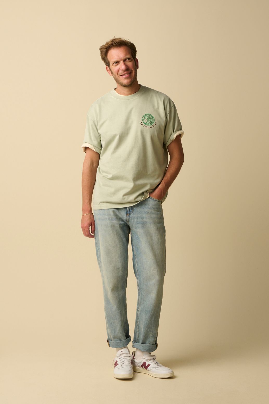 Lichtgroen T-shirt met artwork