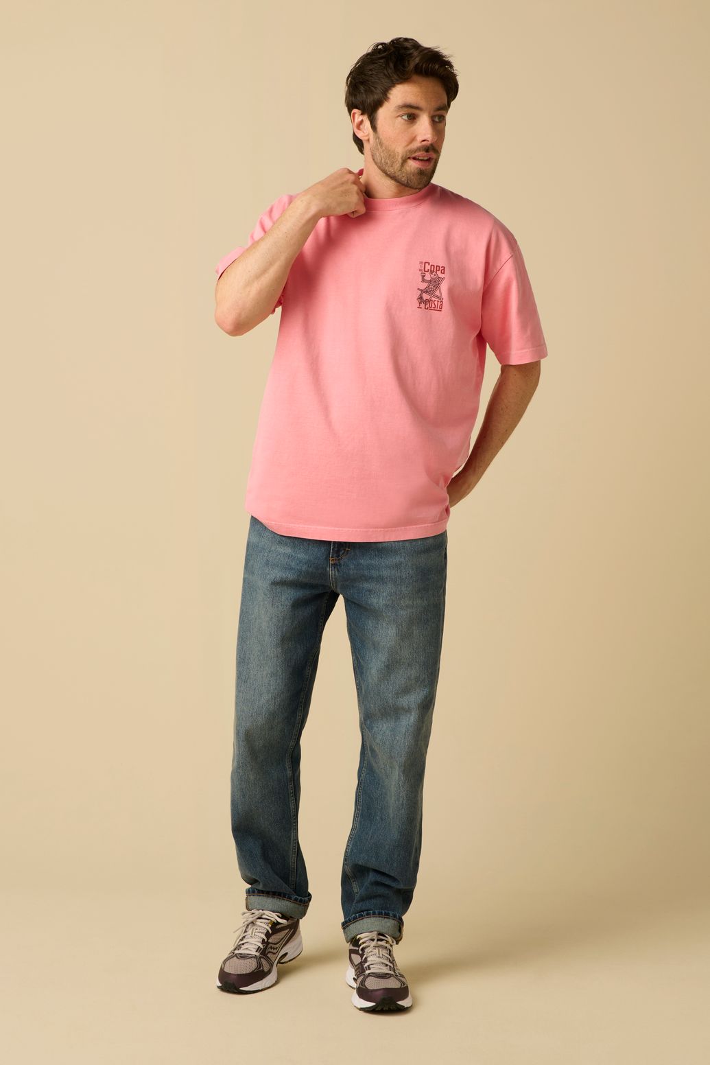 T-Shirt mit Artwork-Print - rosa