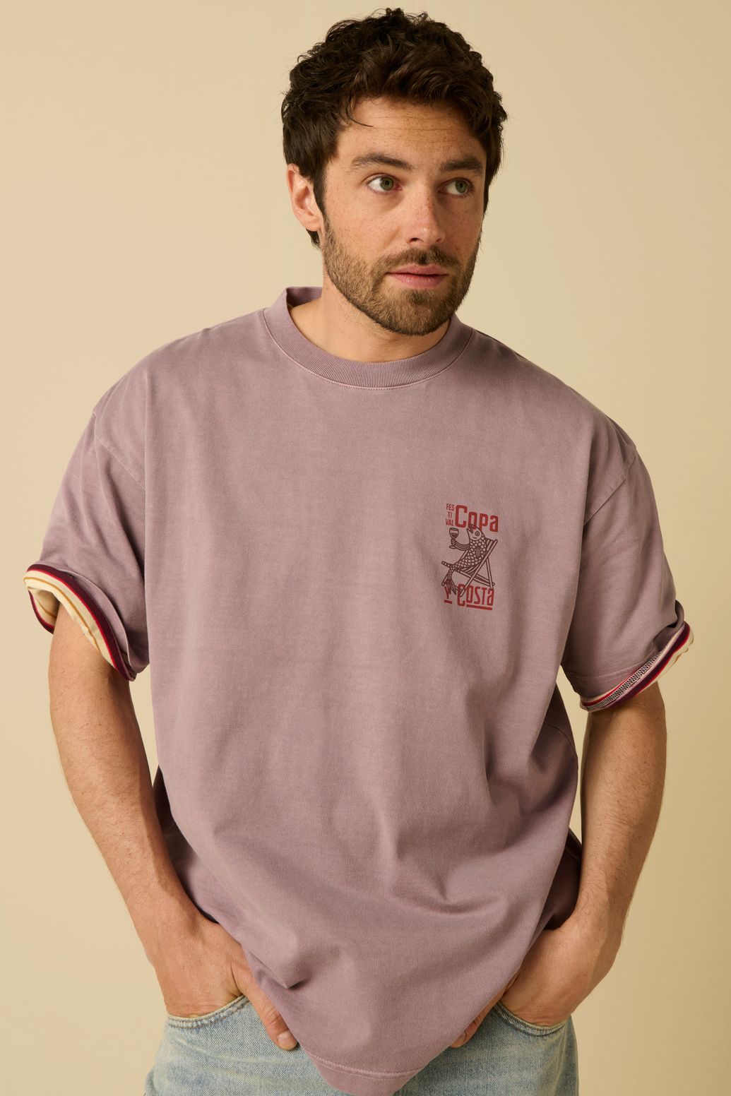 Lichtpaars T-shirt met artwork