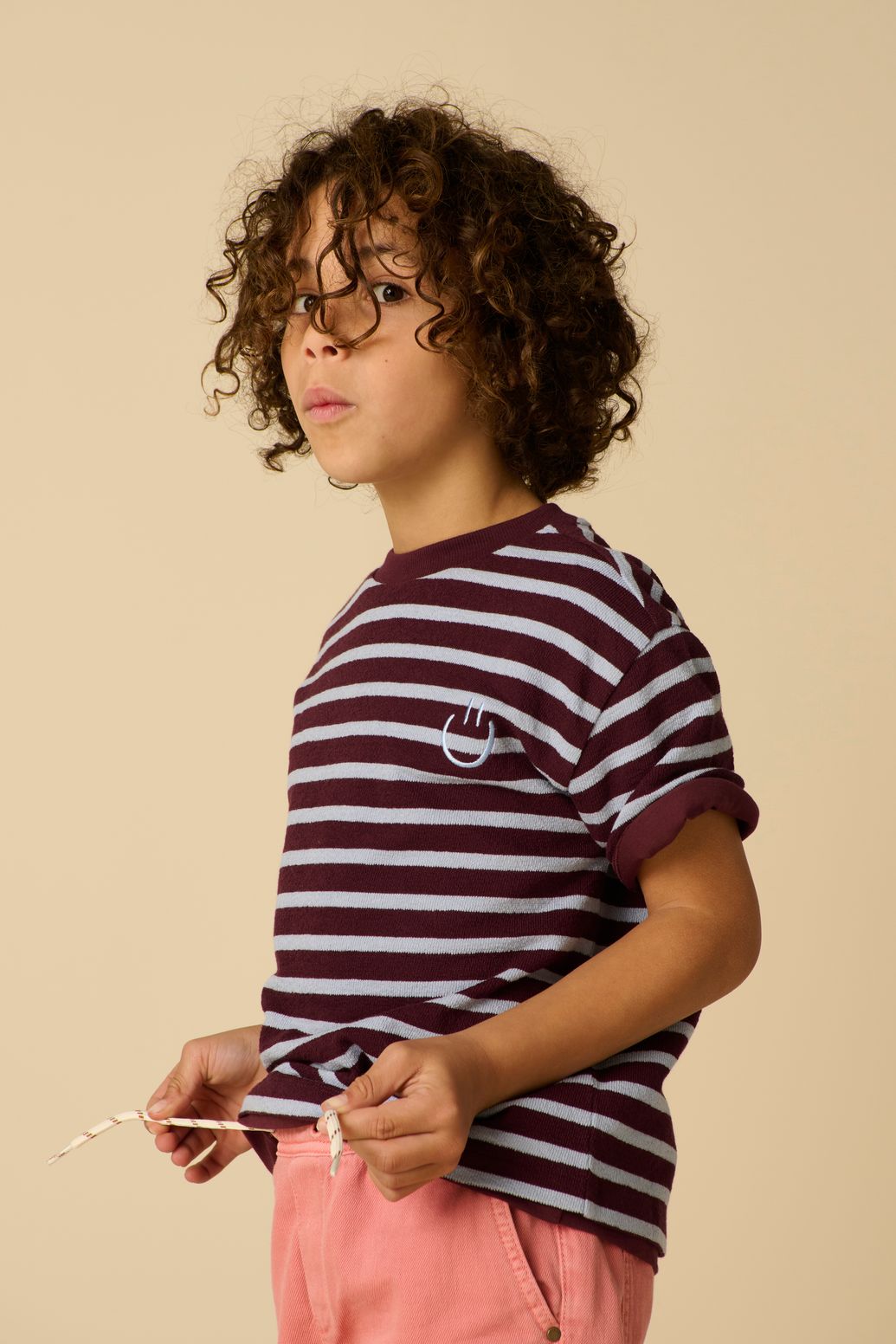 Gestreiftes T-Shirt - dunkelrot