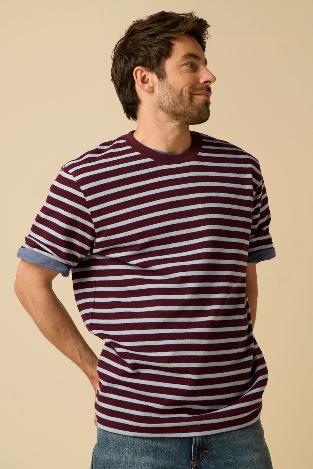 Donkerrood gestreept T-shirt