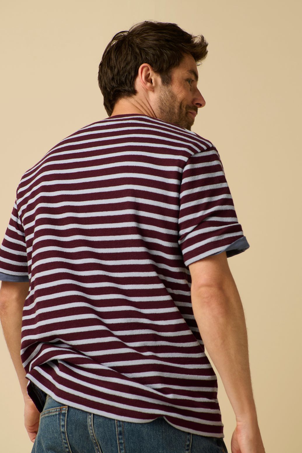 Gestreiftes T-Shirt - dunkelrot