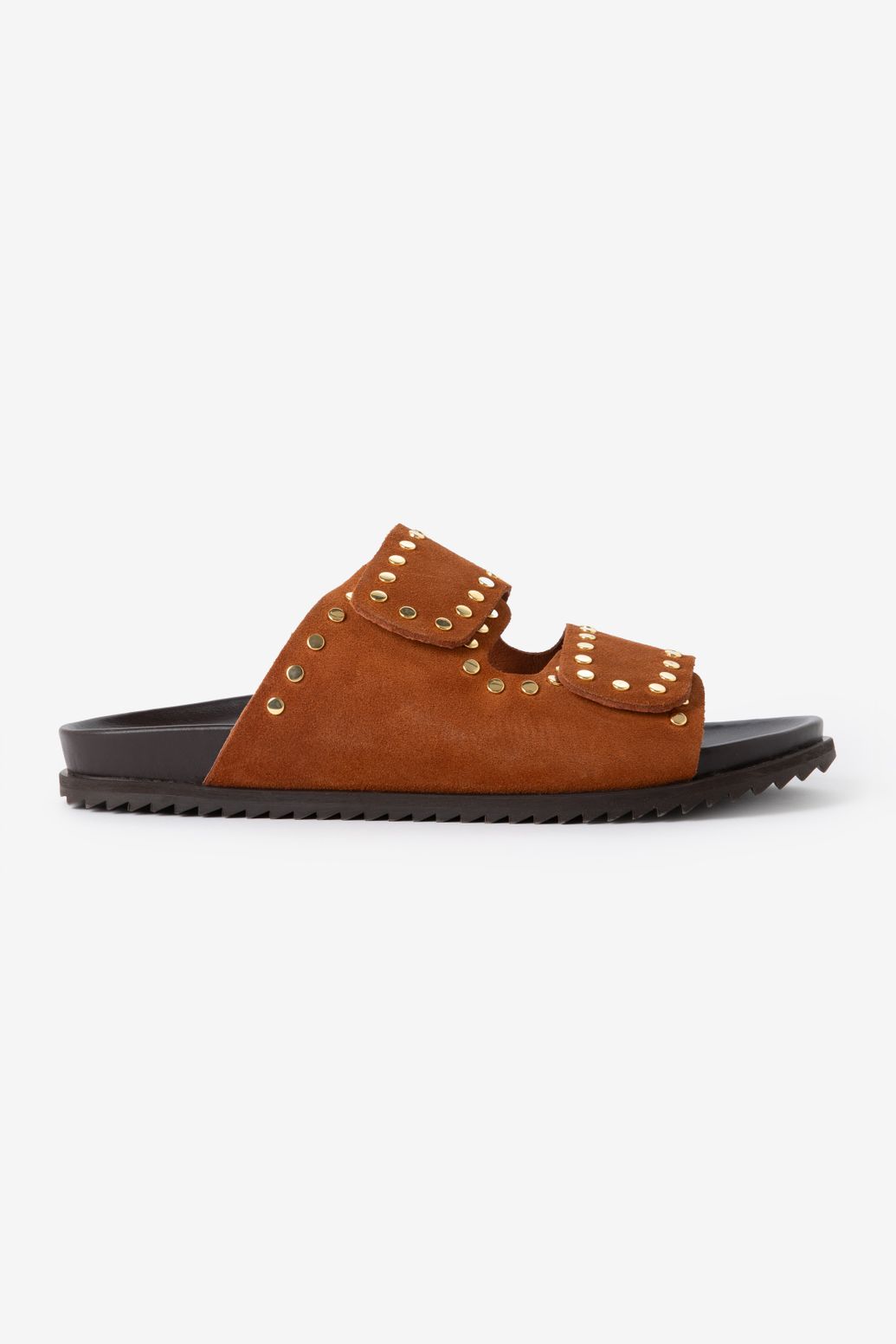 Sandales en cuir avec clous - marron