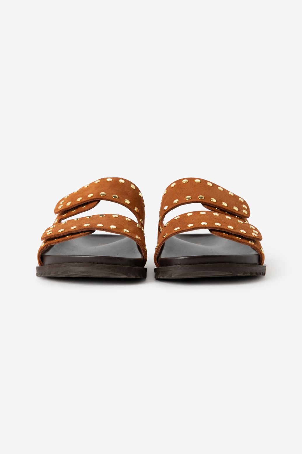 Sandales en cuir avec clous - marron