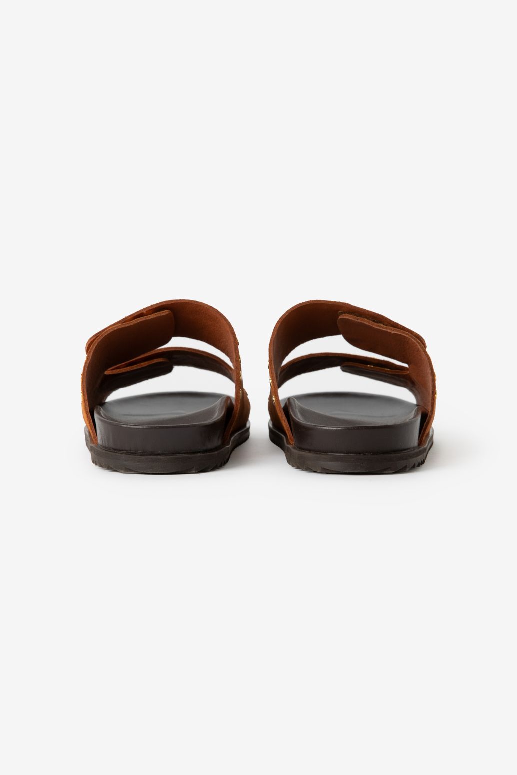 Sandales en cuir avec clous - marron
