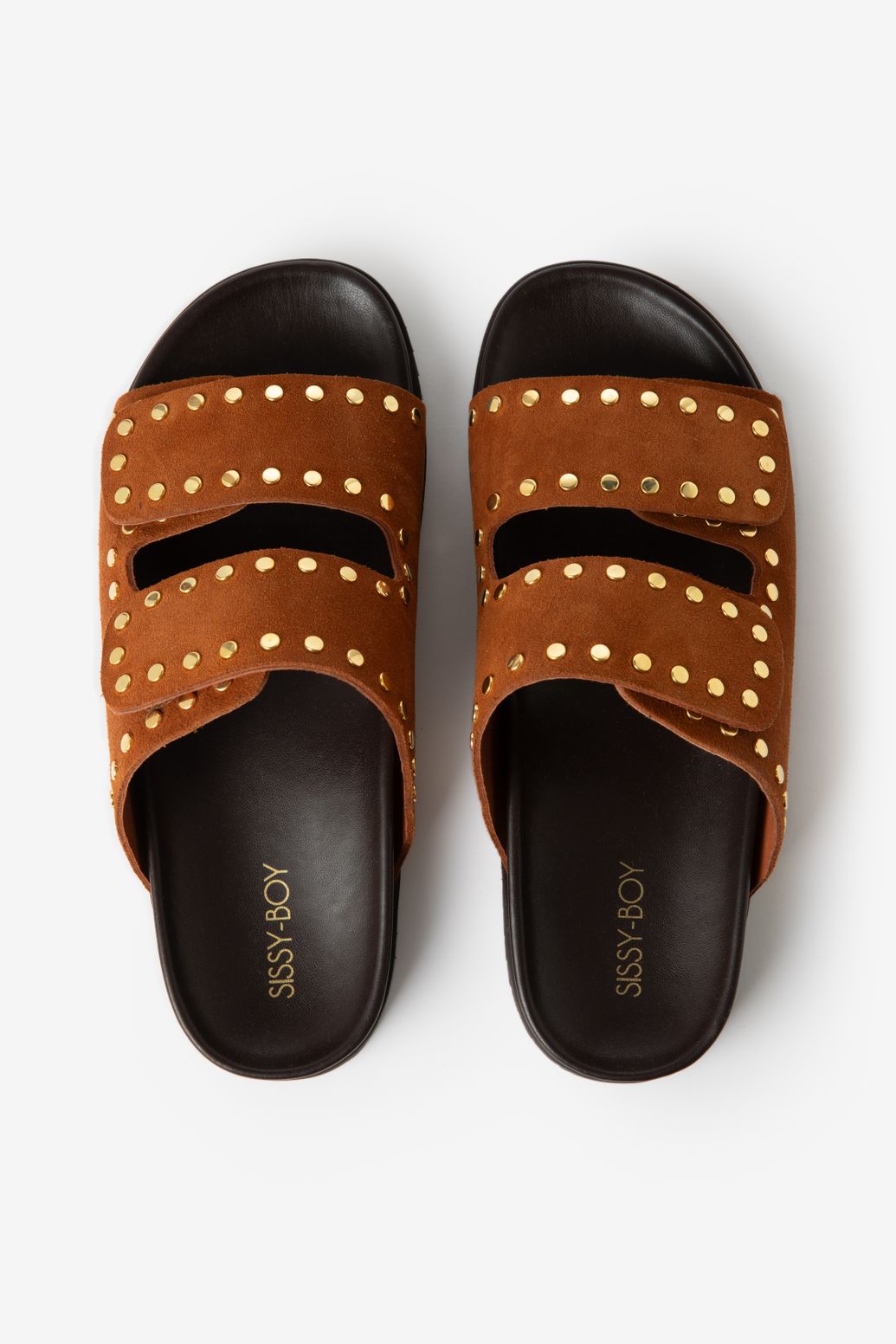 Sandales en cuir avec clous - marron