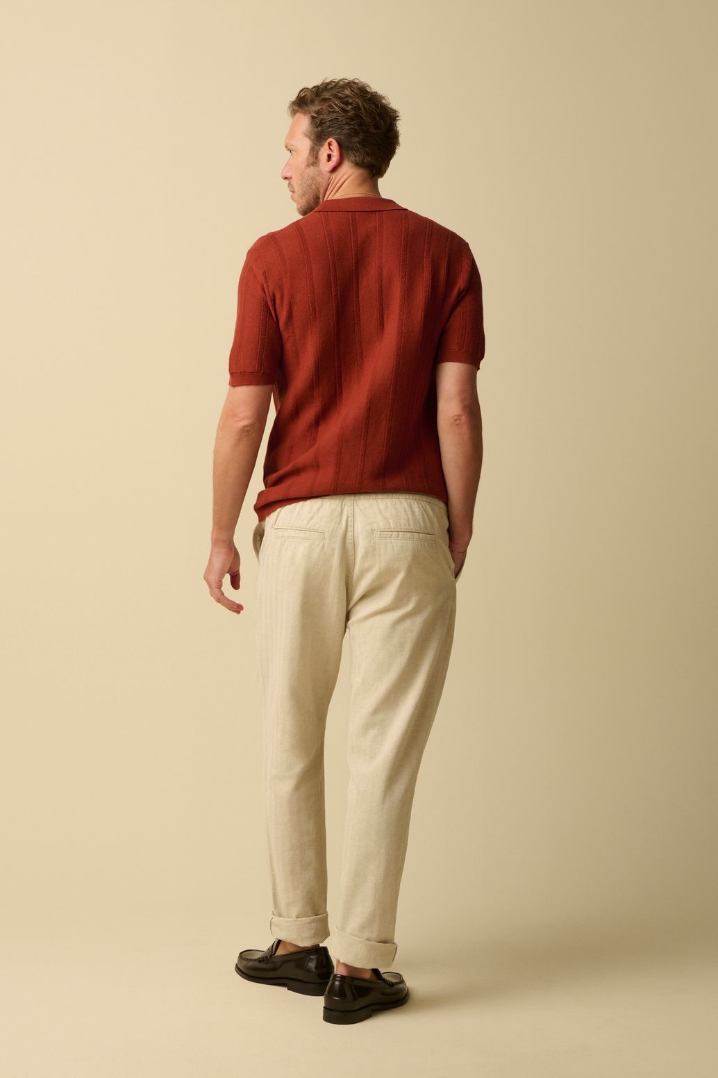 Polo tricoté - rouge foncé