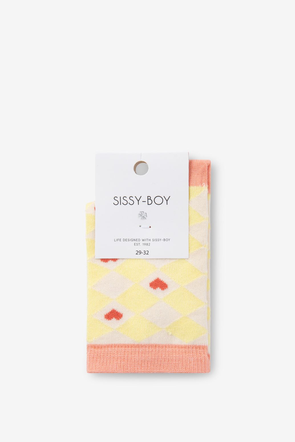 Lichtgele sokken met hartjes