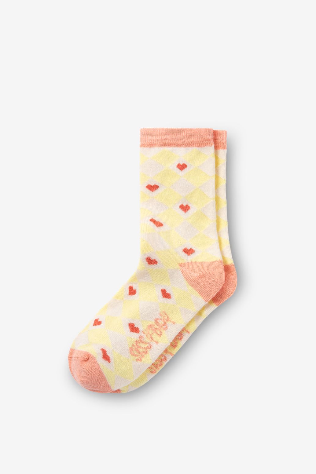 Lichtgele sokken met hartjes