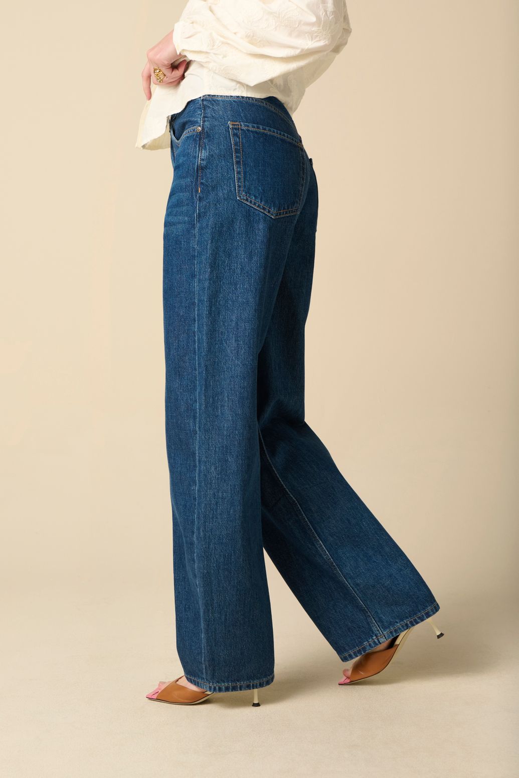 Donkerblauwe high waist barrel jeans
