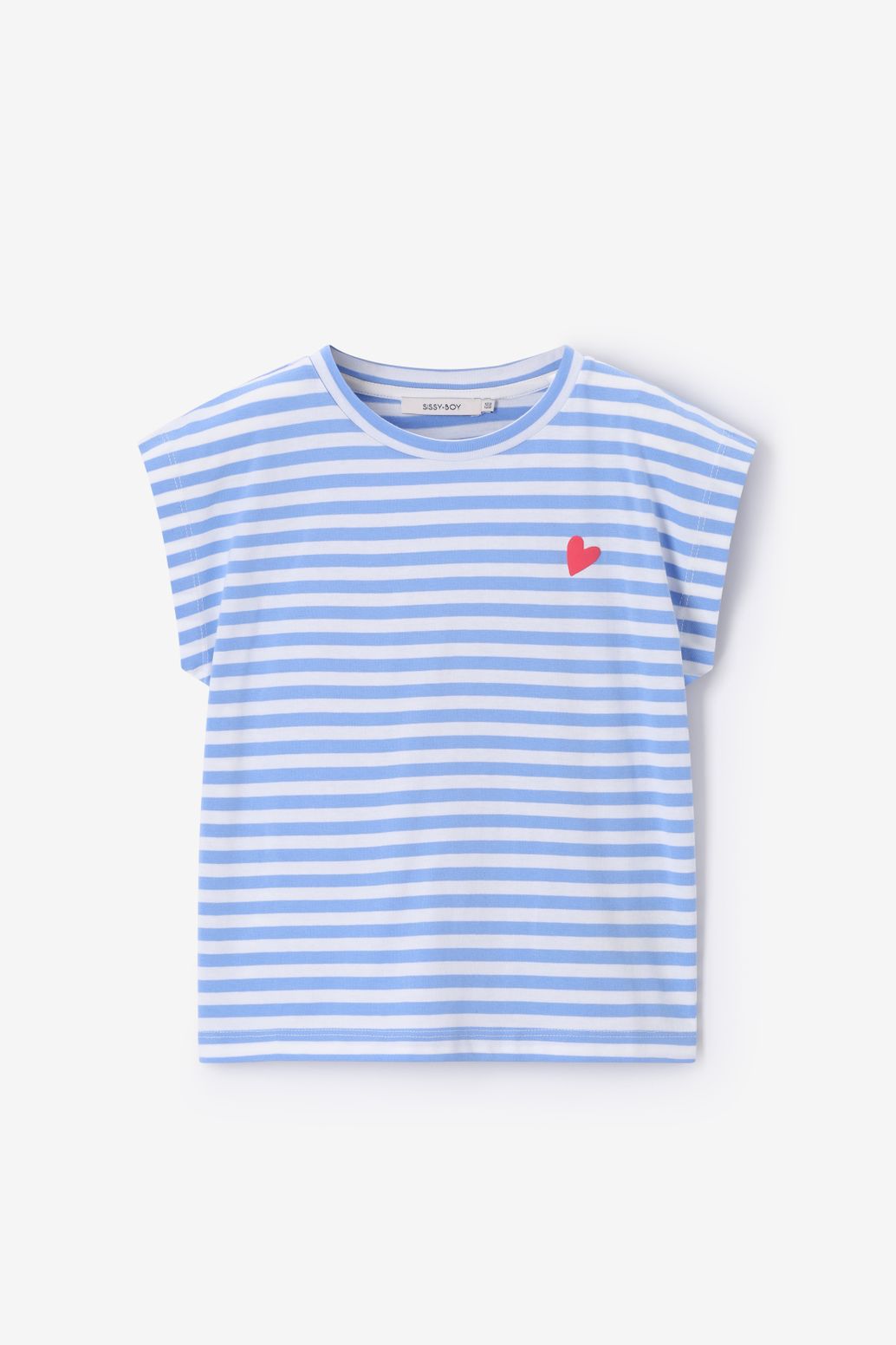 Gestreiftes T-Shirt mit Artwork - hellblau