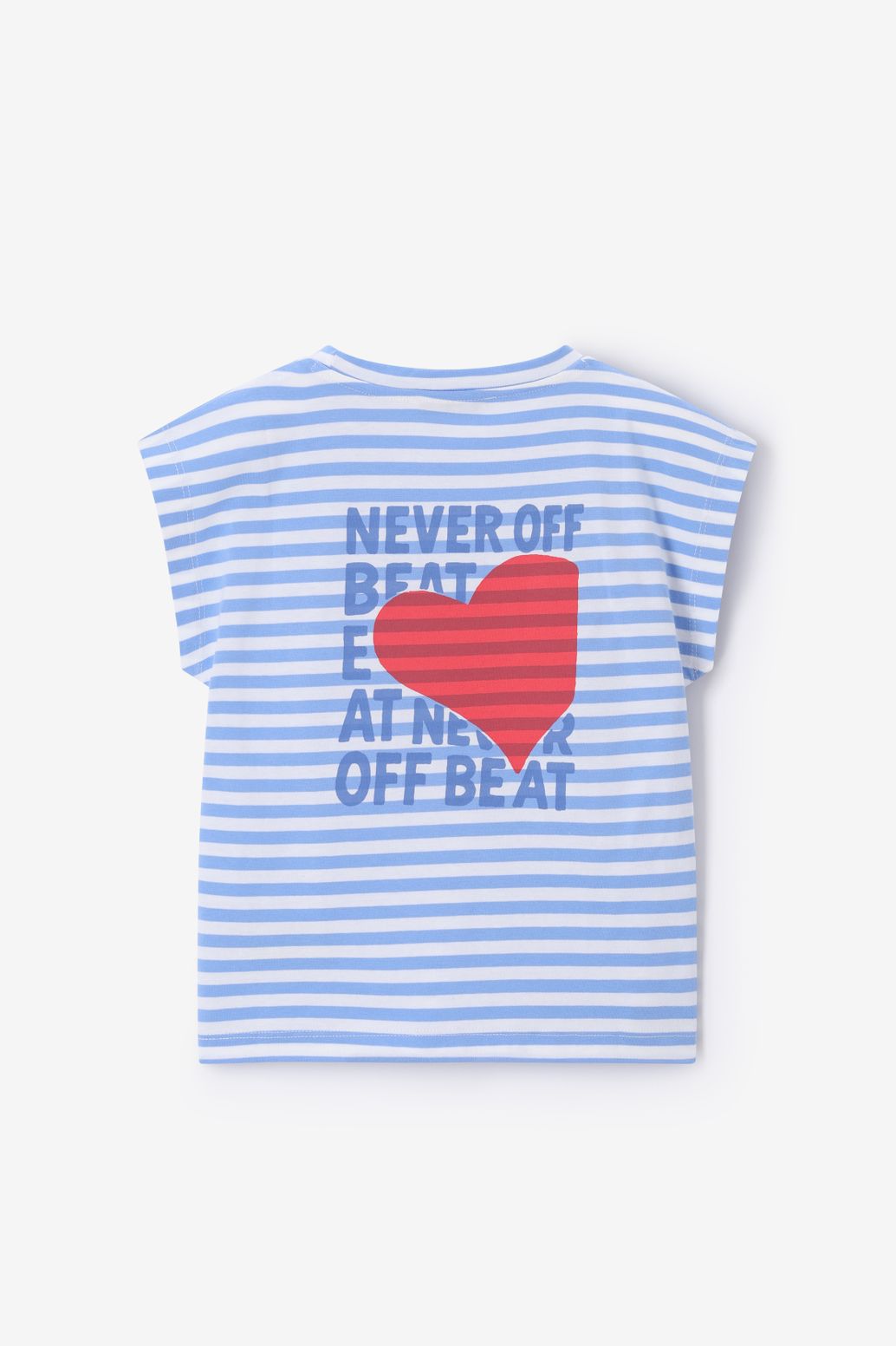 T-shirt rayé avec illustration - bleu clair