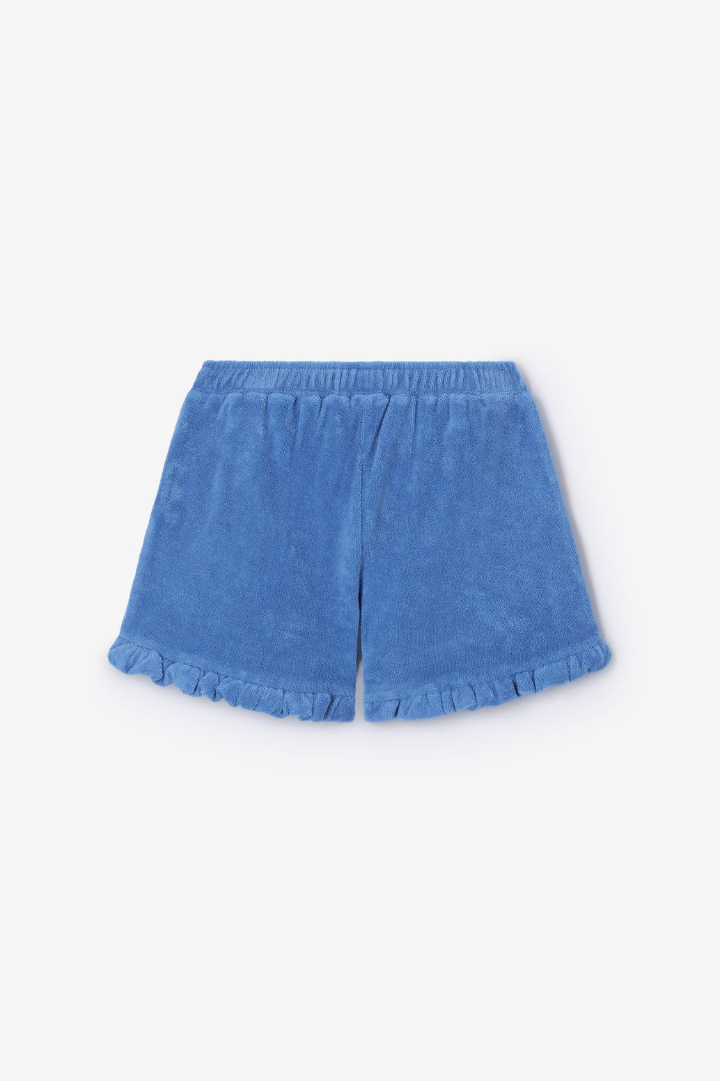 Gestreifte Nicki-Shorts mit Rüschen - blau