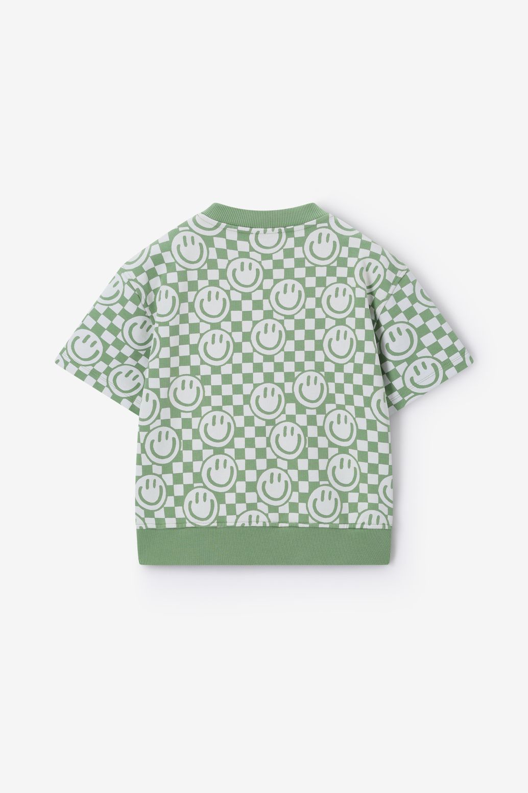Oversize-Sweater mit Smiley-Print - grün