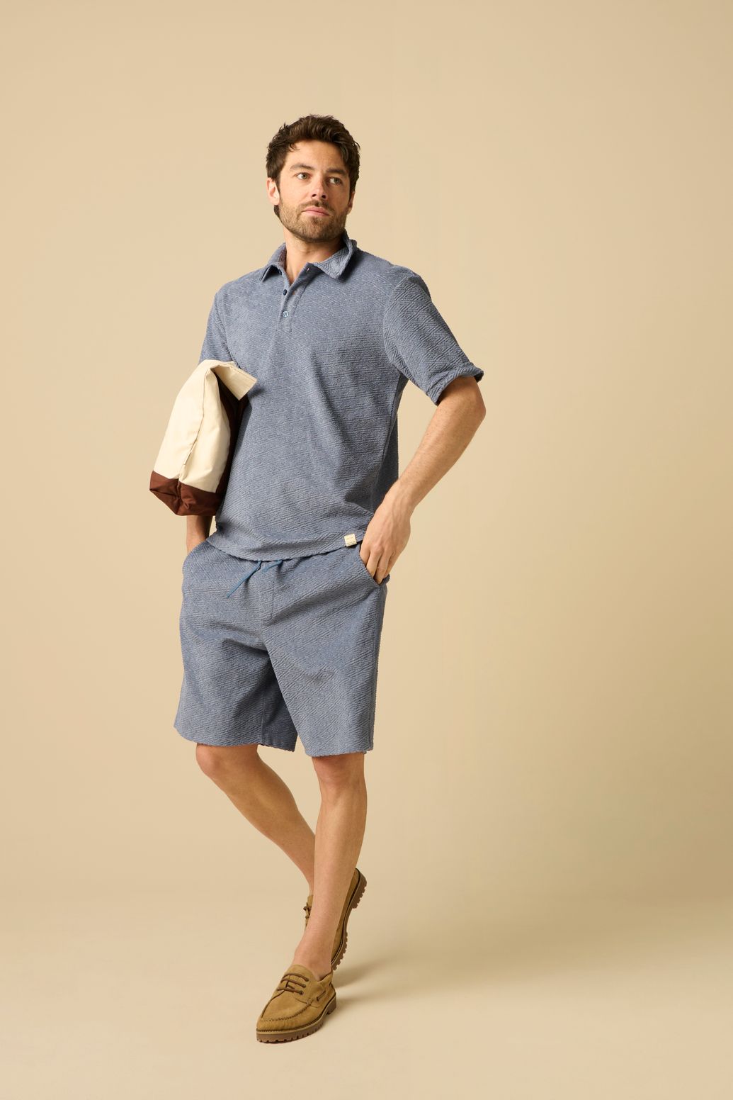 Short en tissu éponge - bleu foncé