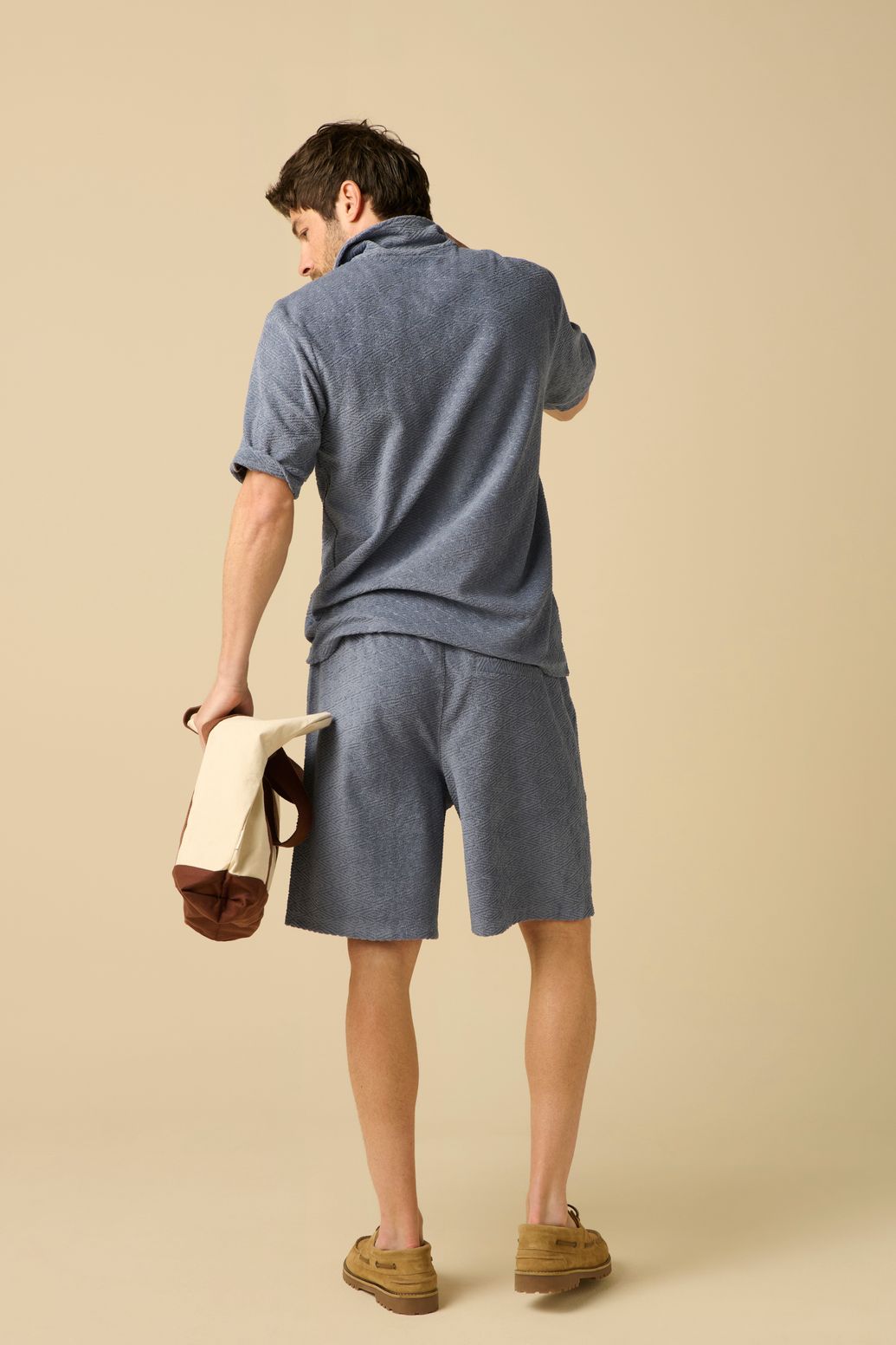Short en tissu éponge - bleu foncé