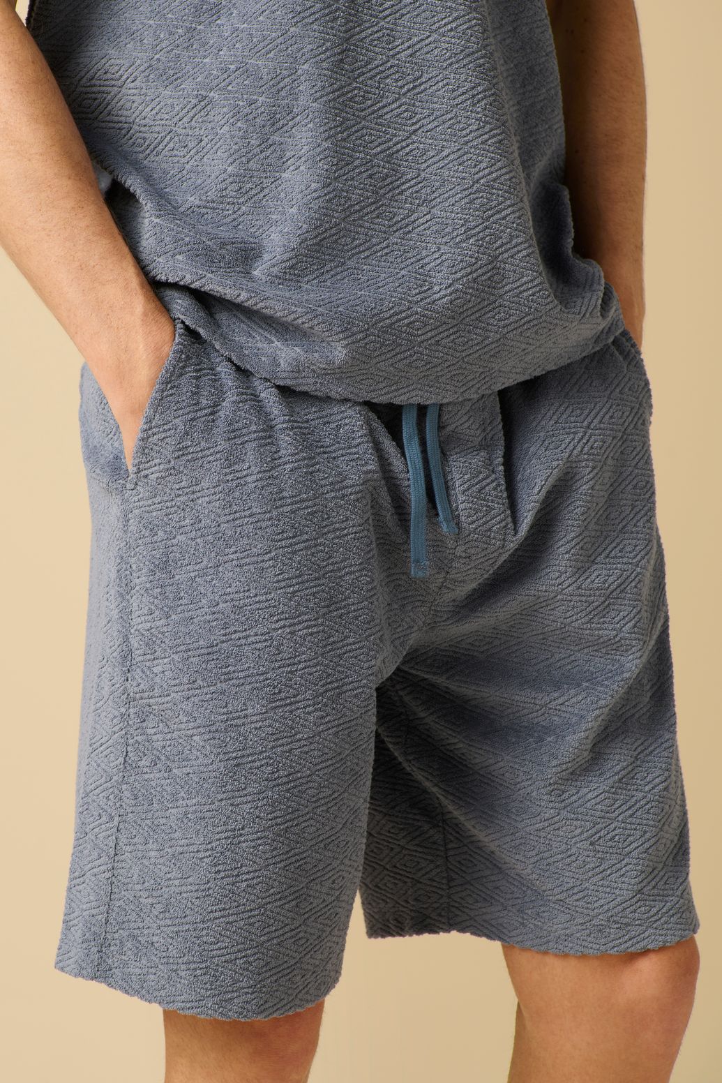 Short en tissu éponge - bleu foncé