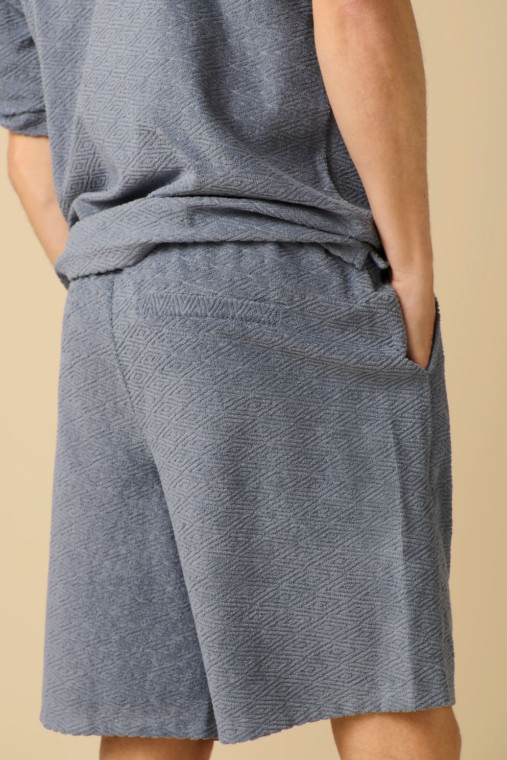Short en tissu éponge - bleu foncé