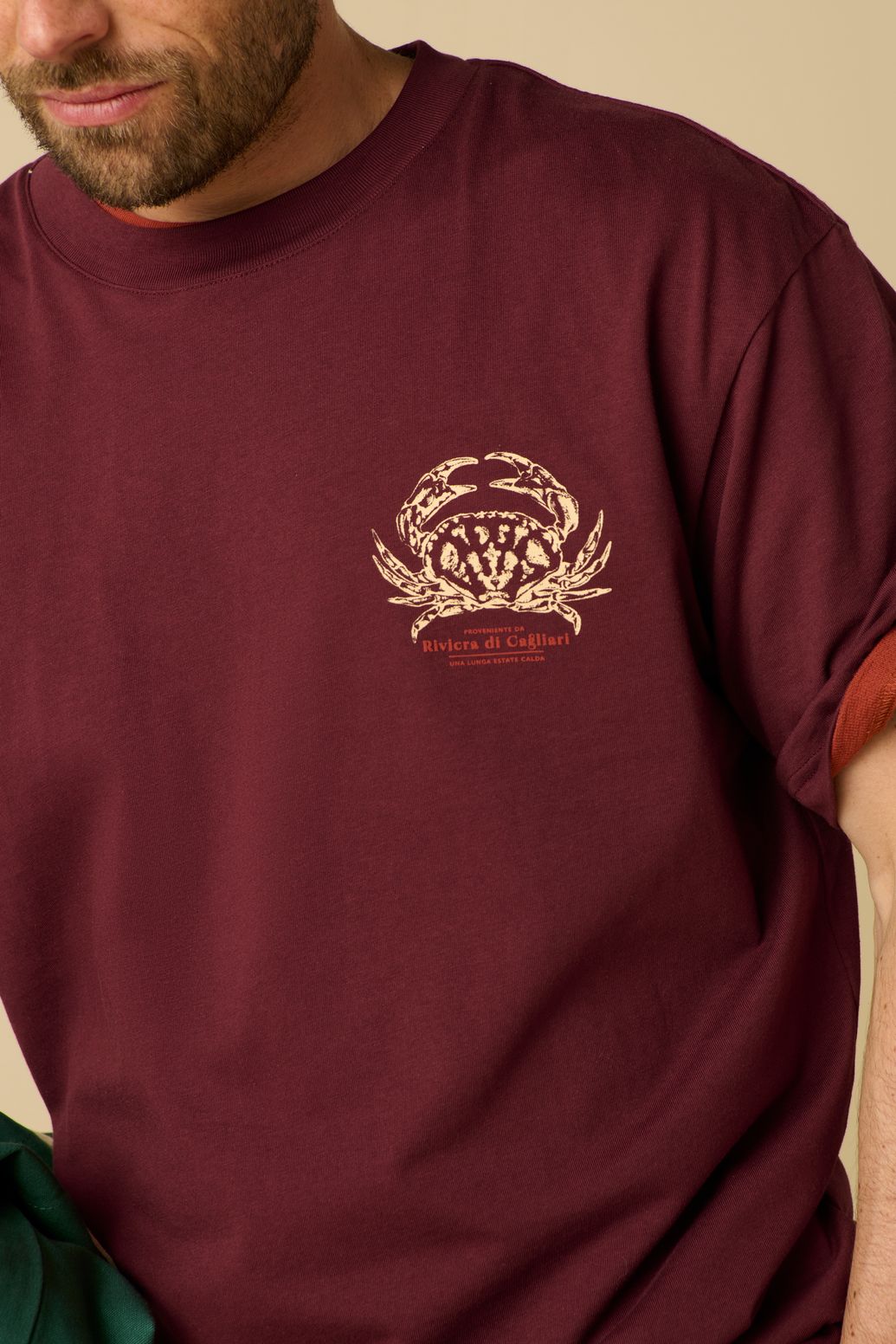 T-Shirt mit Artwork-Print - dunkelrot