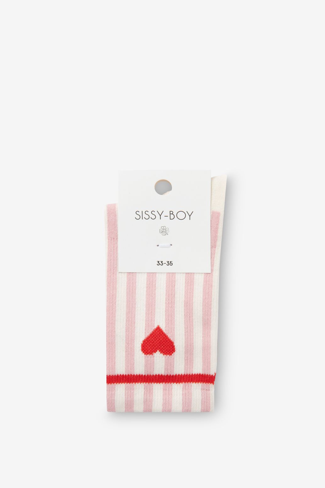 Chaussettes rayées avec cœur - rose clair