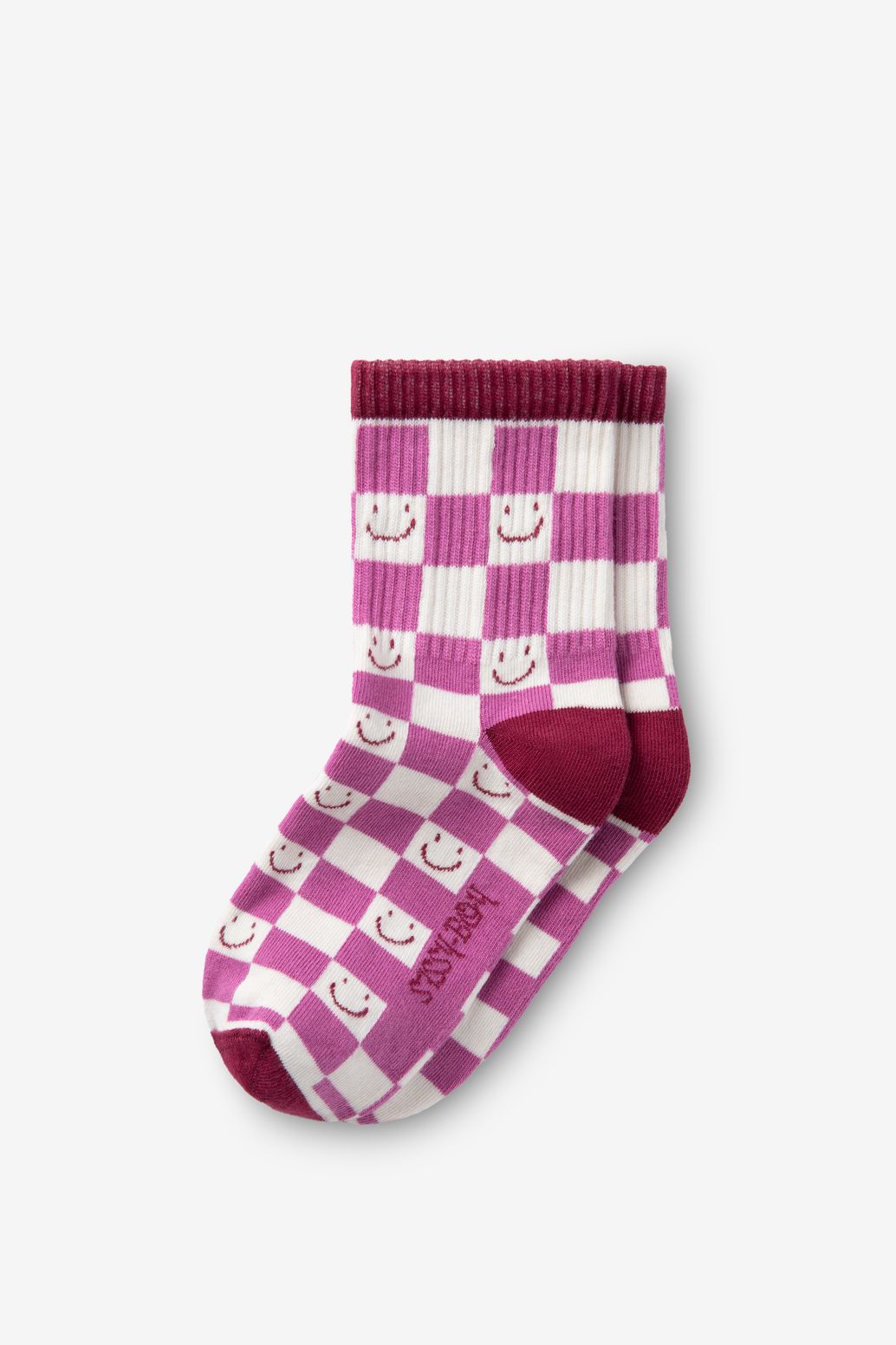 Chaussettes avec motif à carreaux - rouge foncé