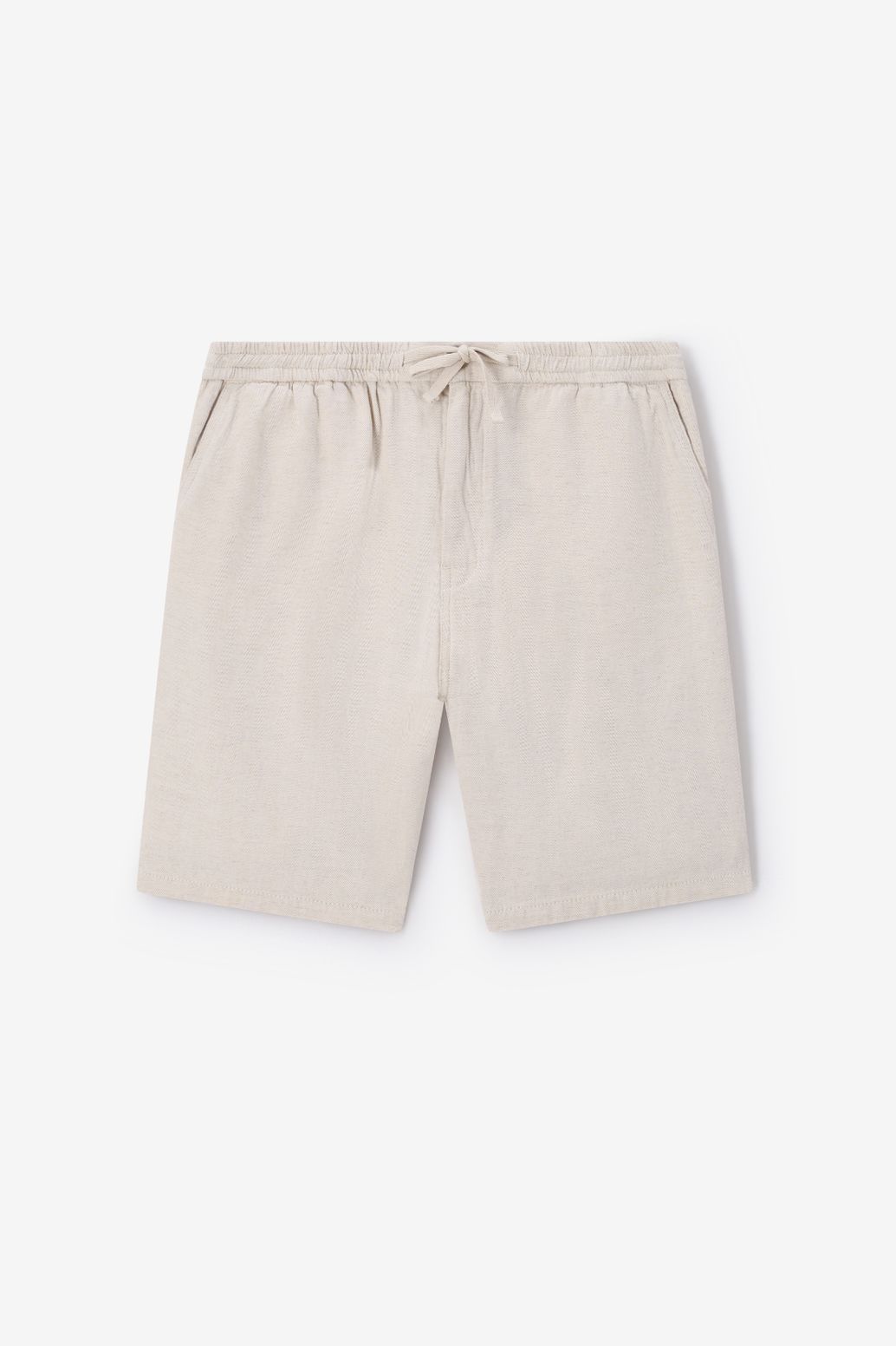 Shorts mit Fischgrätenmuster - weiß