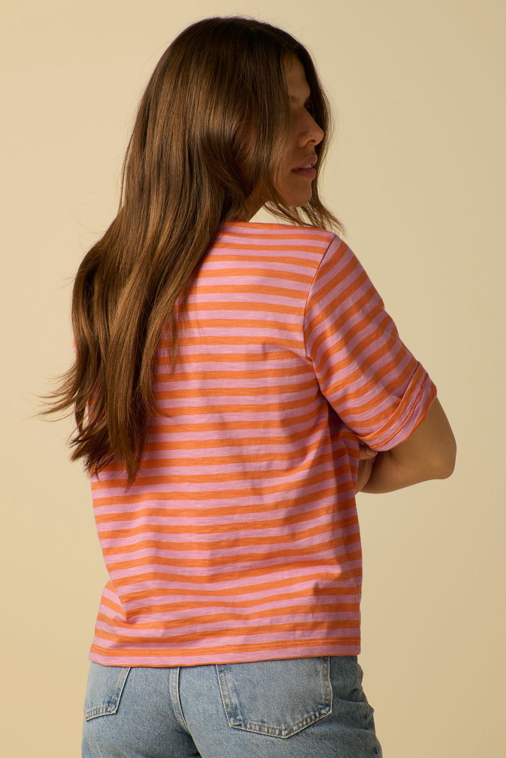 Gestreiftes T-Shirt - orange