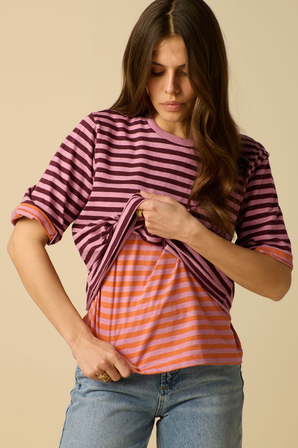Gestreiftes T-Shirt - lila