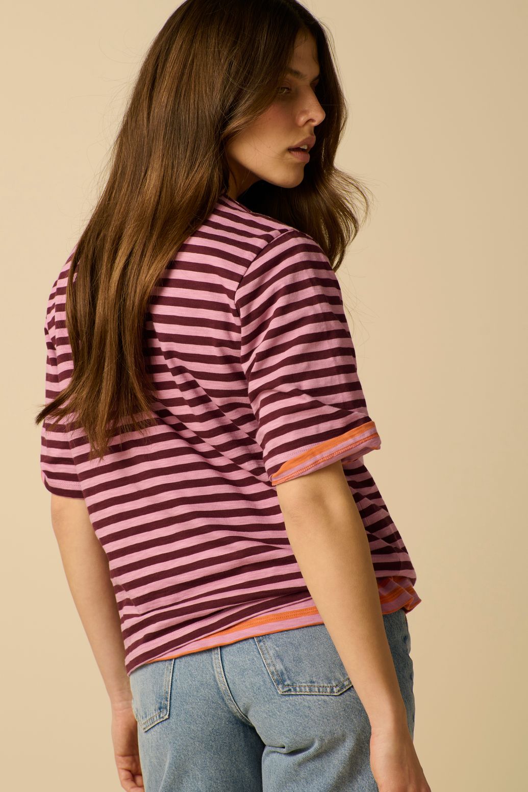 Gestreiftes T-Shirt - lila