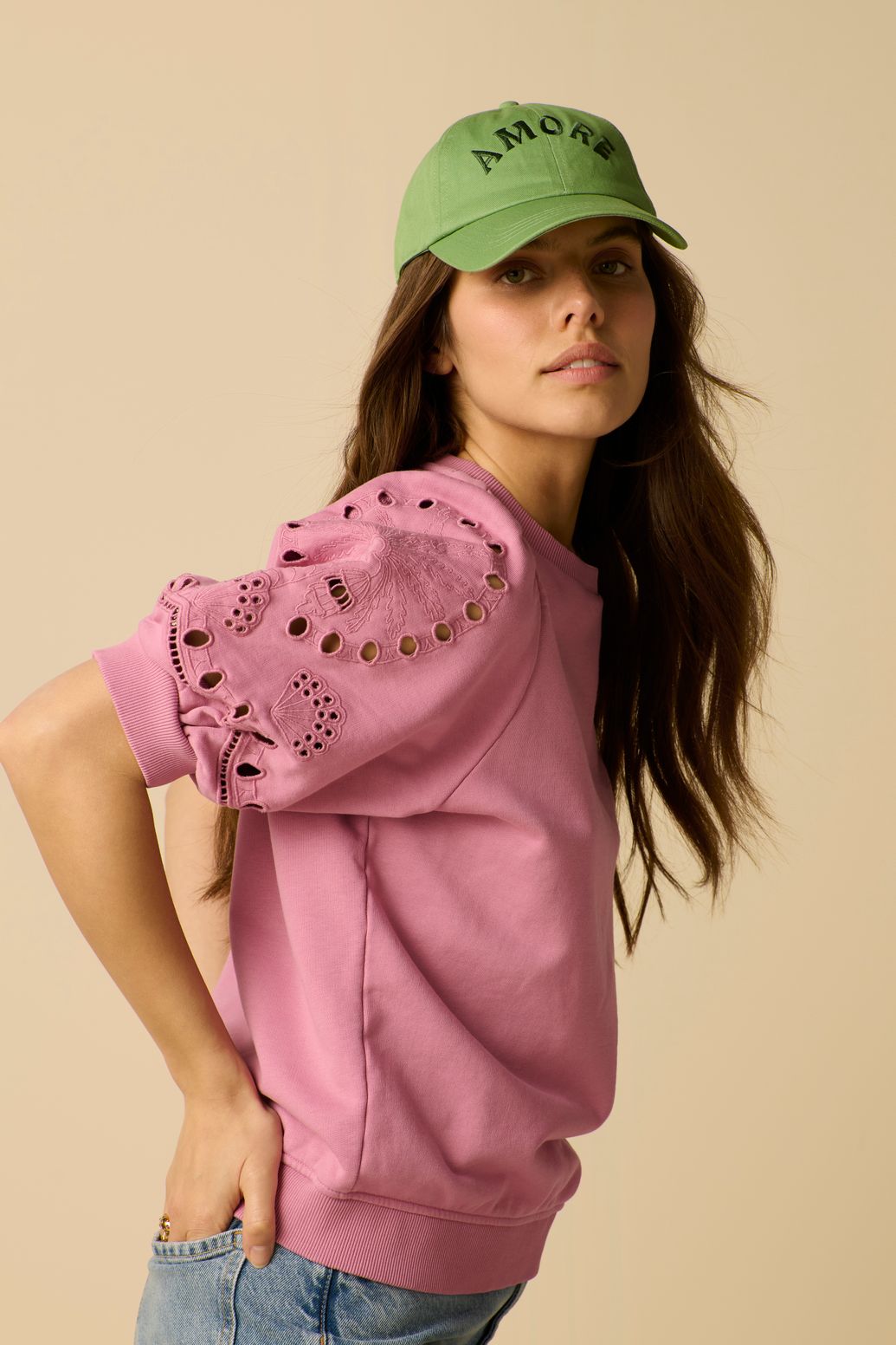 Sweat avec broderie - violet