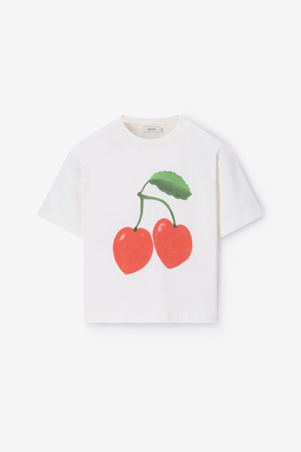 Oversize-Shirt mit Kirsch-Print - weiß