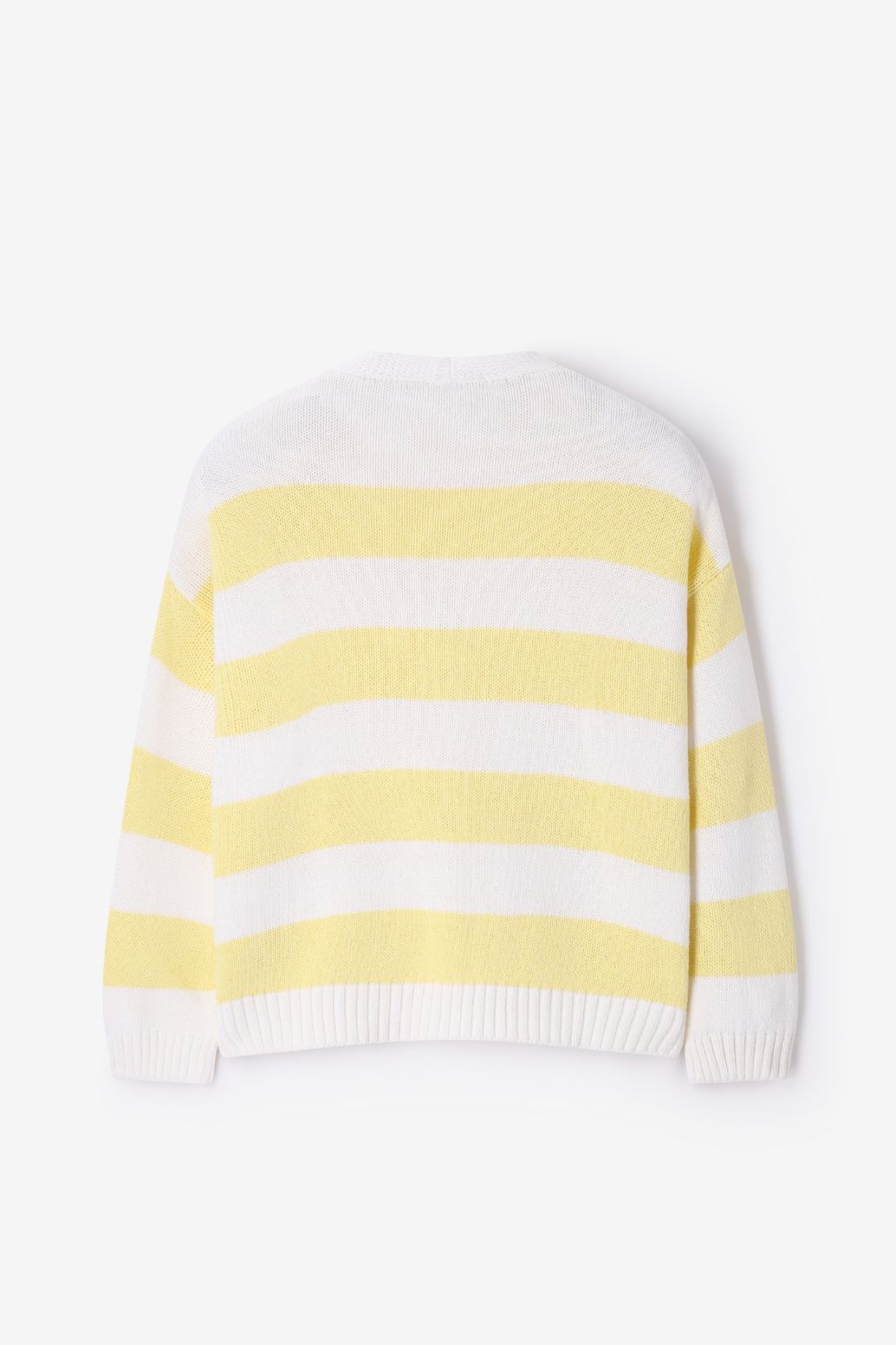 Gestreifte Strickjacke - gelb