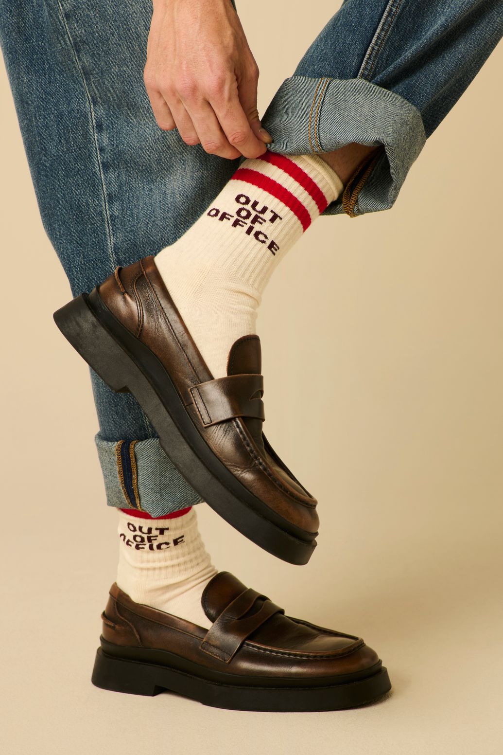 Chaussettes avec rayures - beige