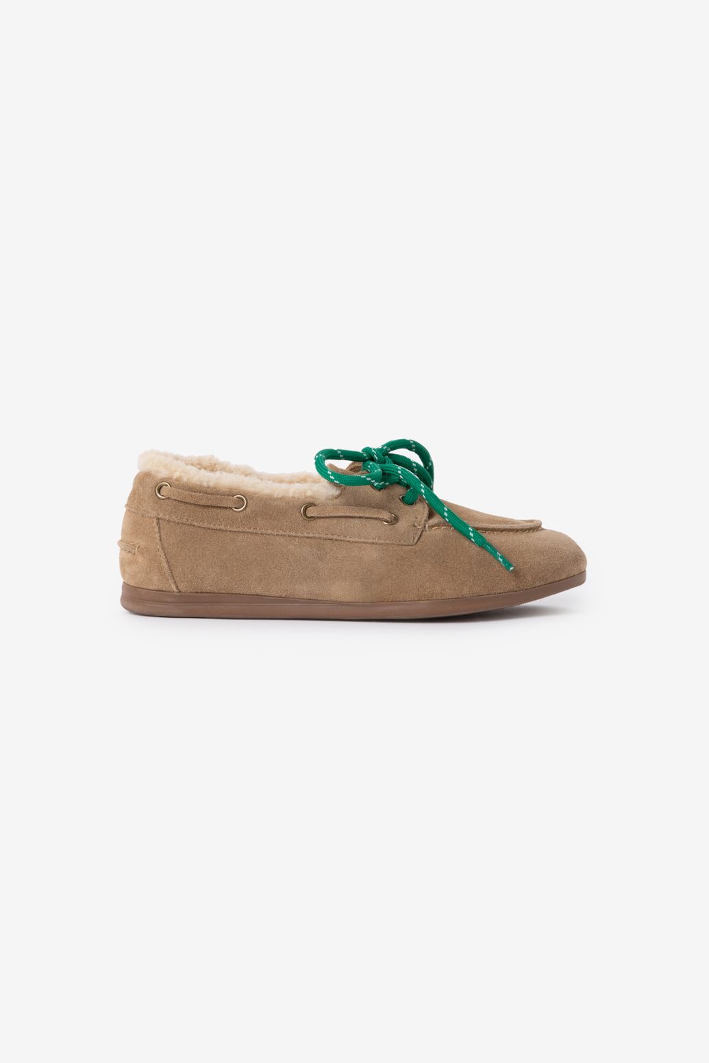 Veloursleder-Bootsschuhe mit Wollfutter - beige