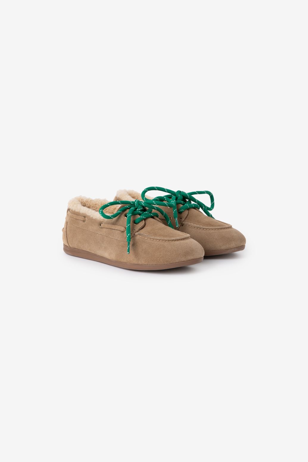 Beige suède bootschoen met wol