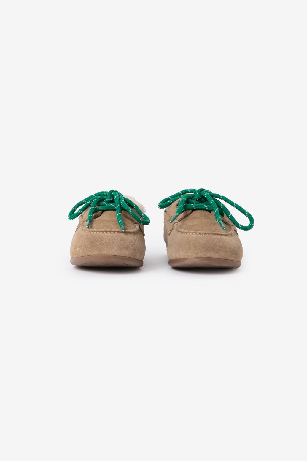 Beige suède bootschoen met wol