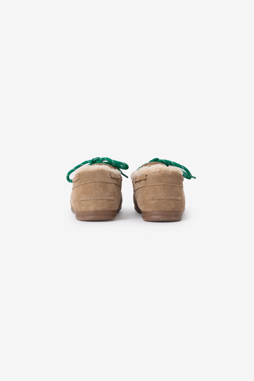 Veloursleder-Bootsschuhe mit Wollfutter - beige