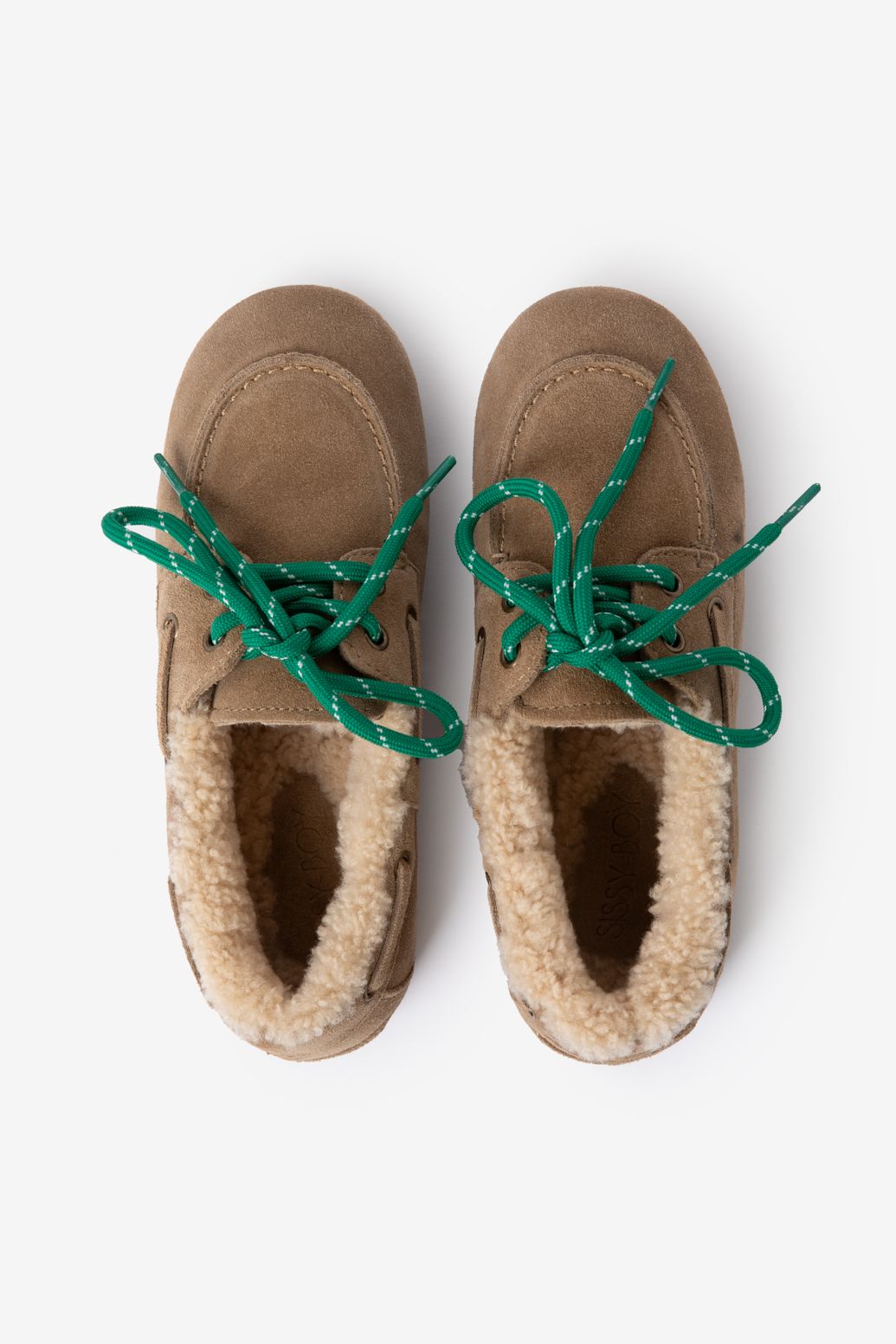 Beige suède bootschoen met wol