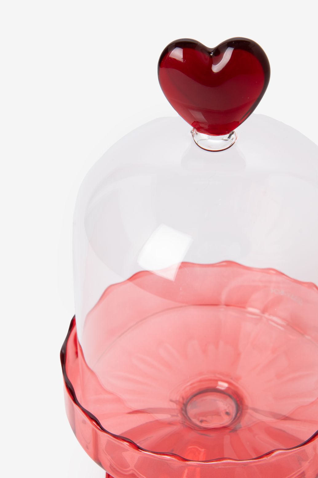Cloche en verre avec cœur - rouge