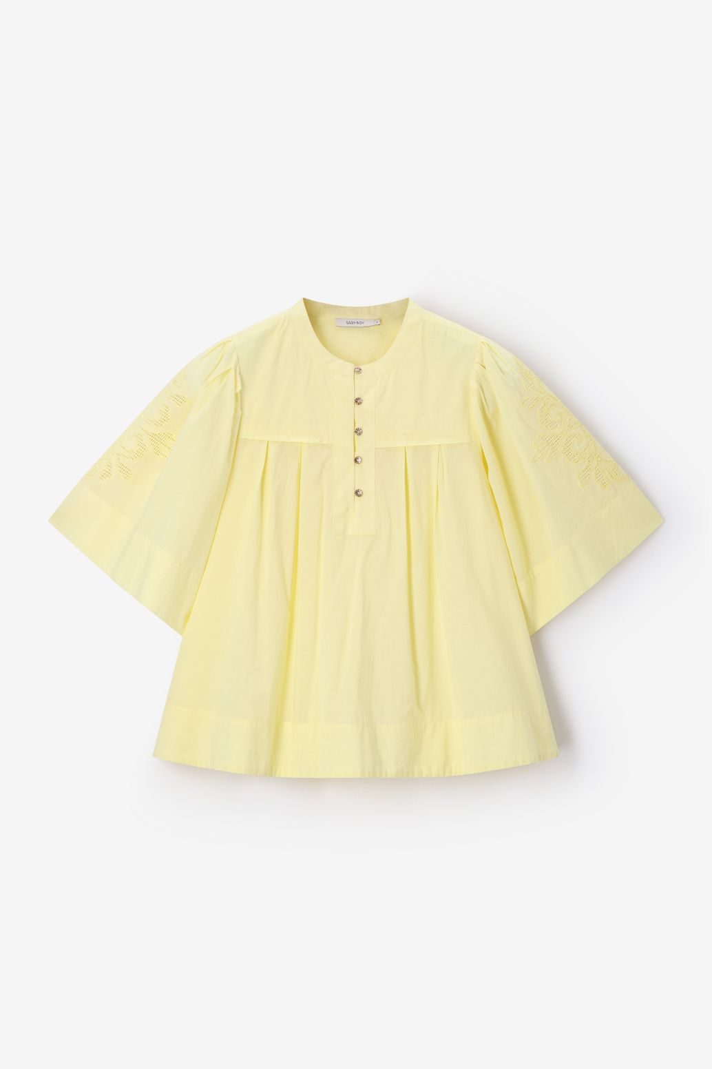Blouse avec broderies - jaune clair