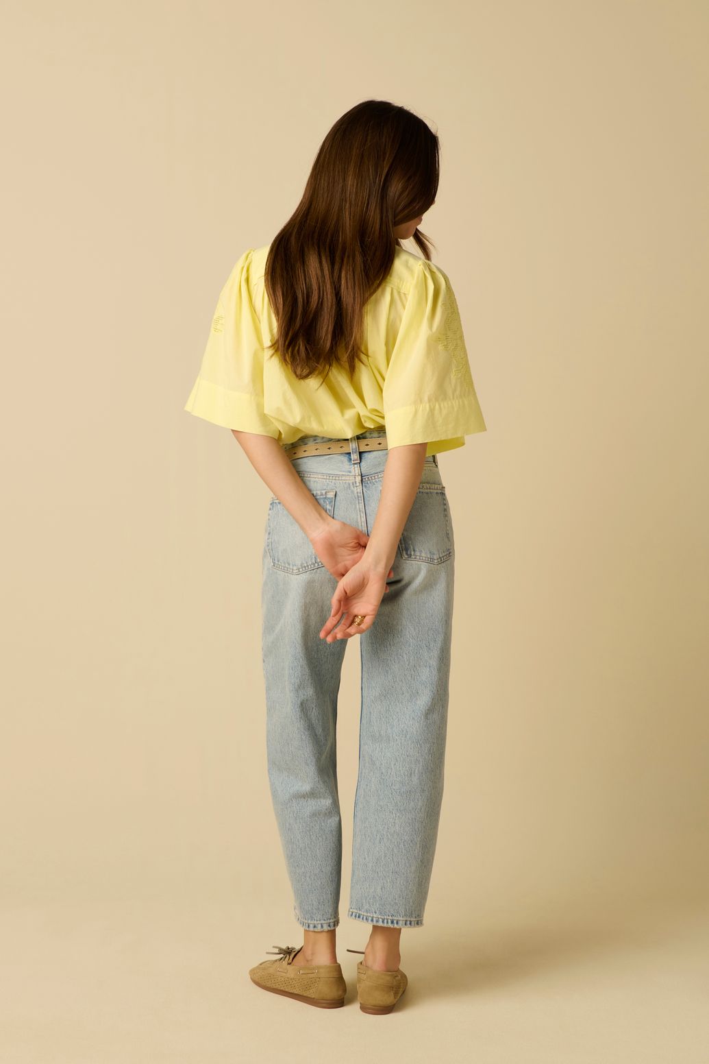 Lichtgele blouse met embroidery