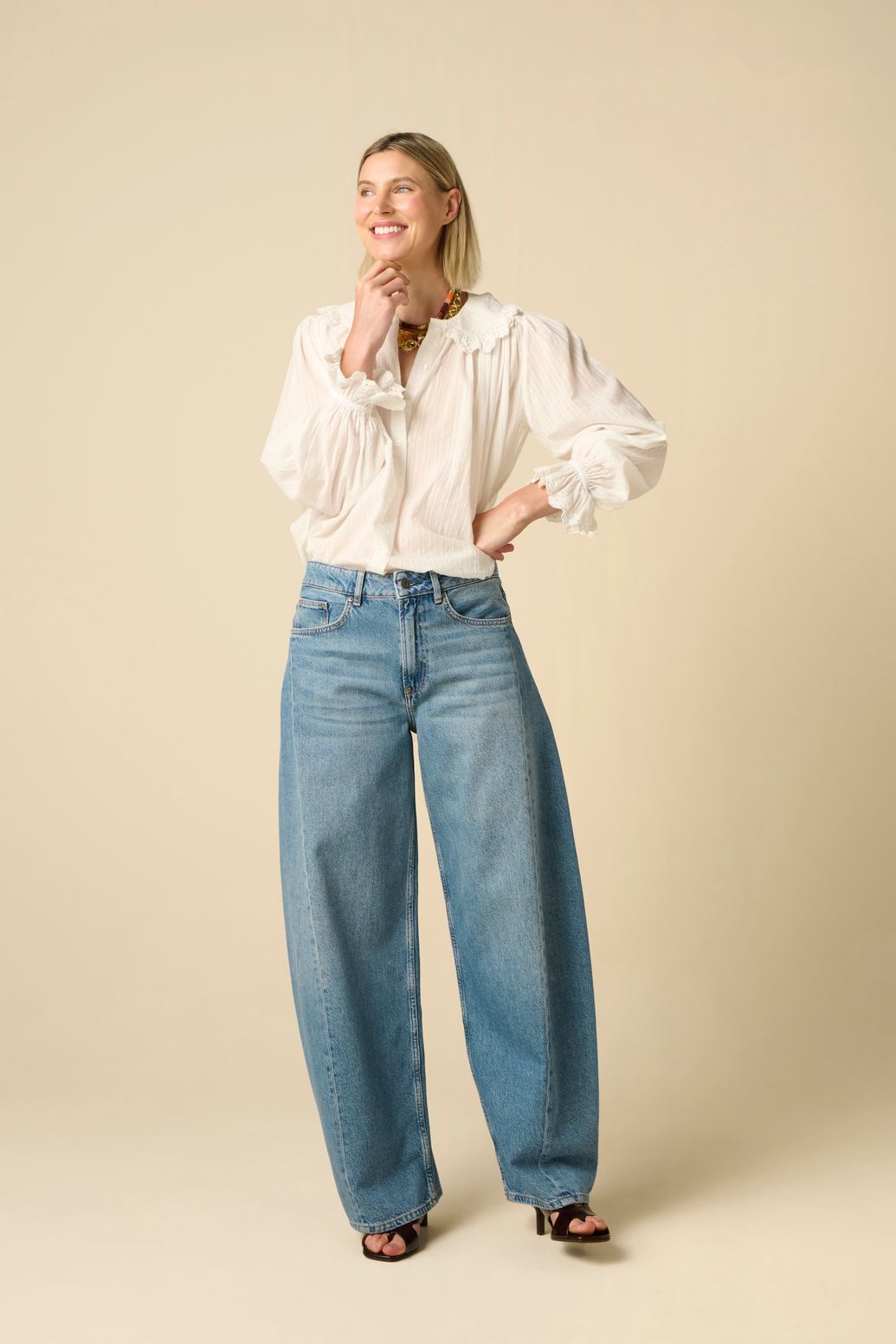 Blouse avec dentelle - blanc