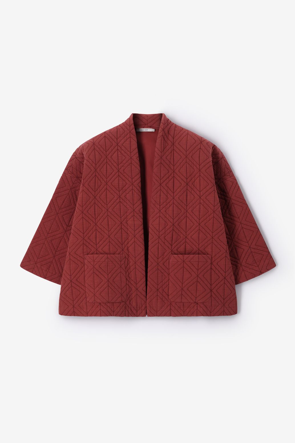 Kimono avec surpiqûres - rouge foncé