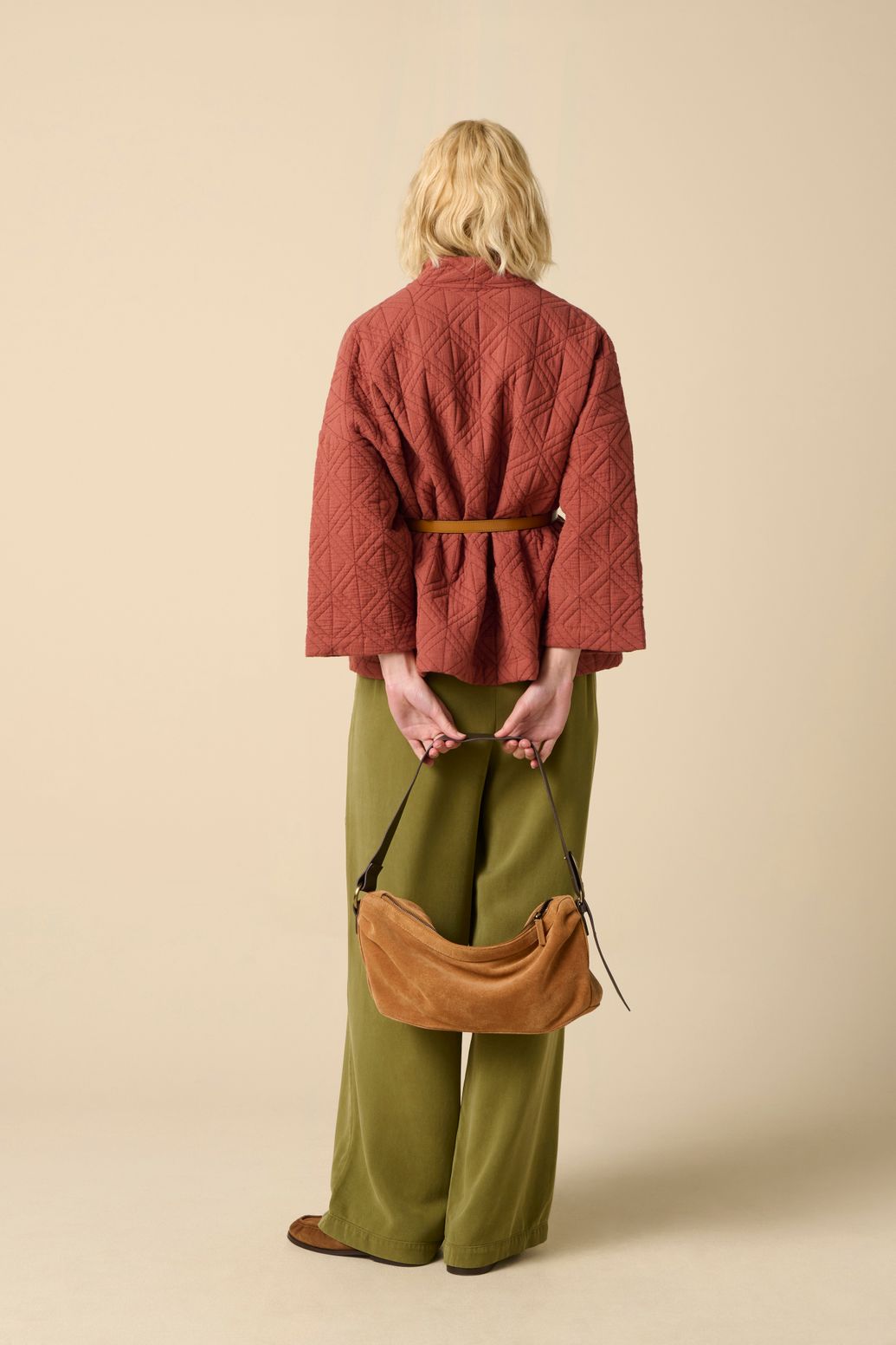Kimono avec surpiqûres - rouge foncé