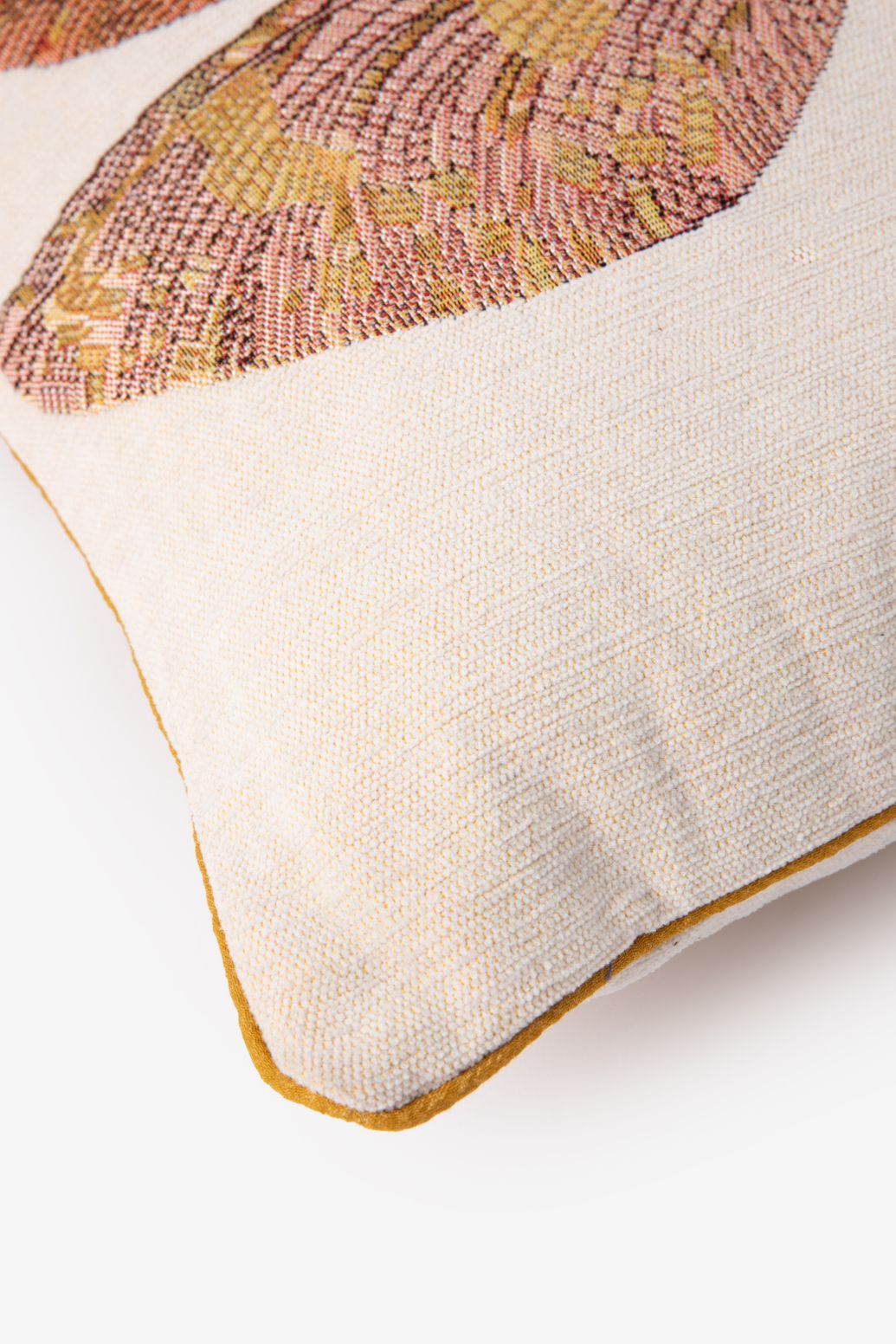 Coussin jacquard avec libellule - beige
