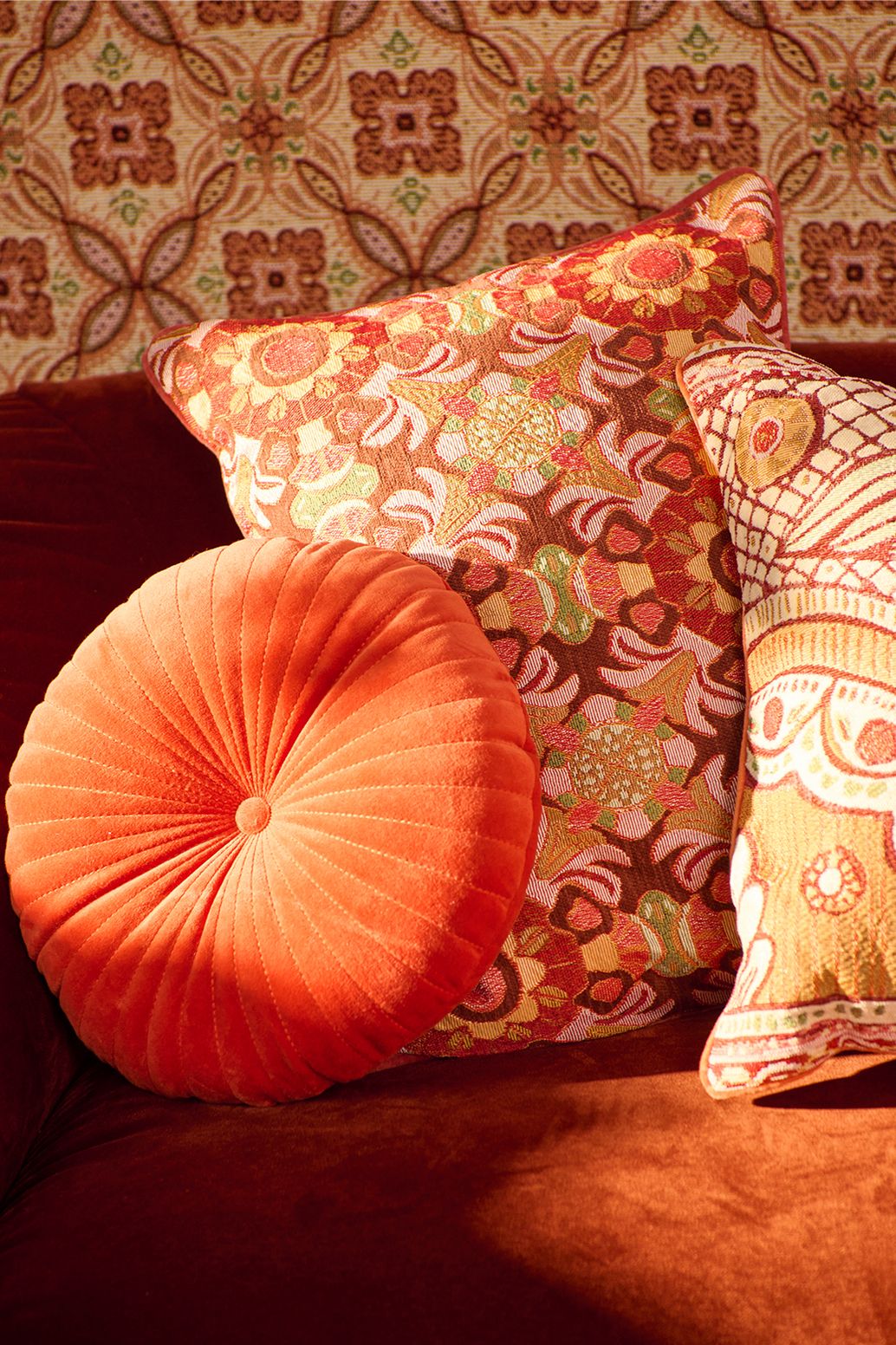 Coussin jacquard avec motif mosaïque - multicolore