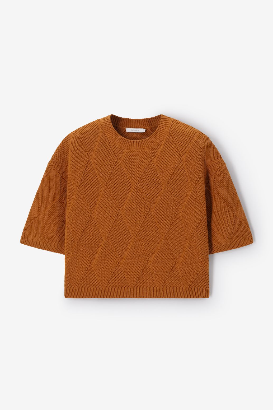 Strickpullover mit Rautenmuster - braun