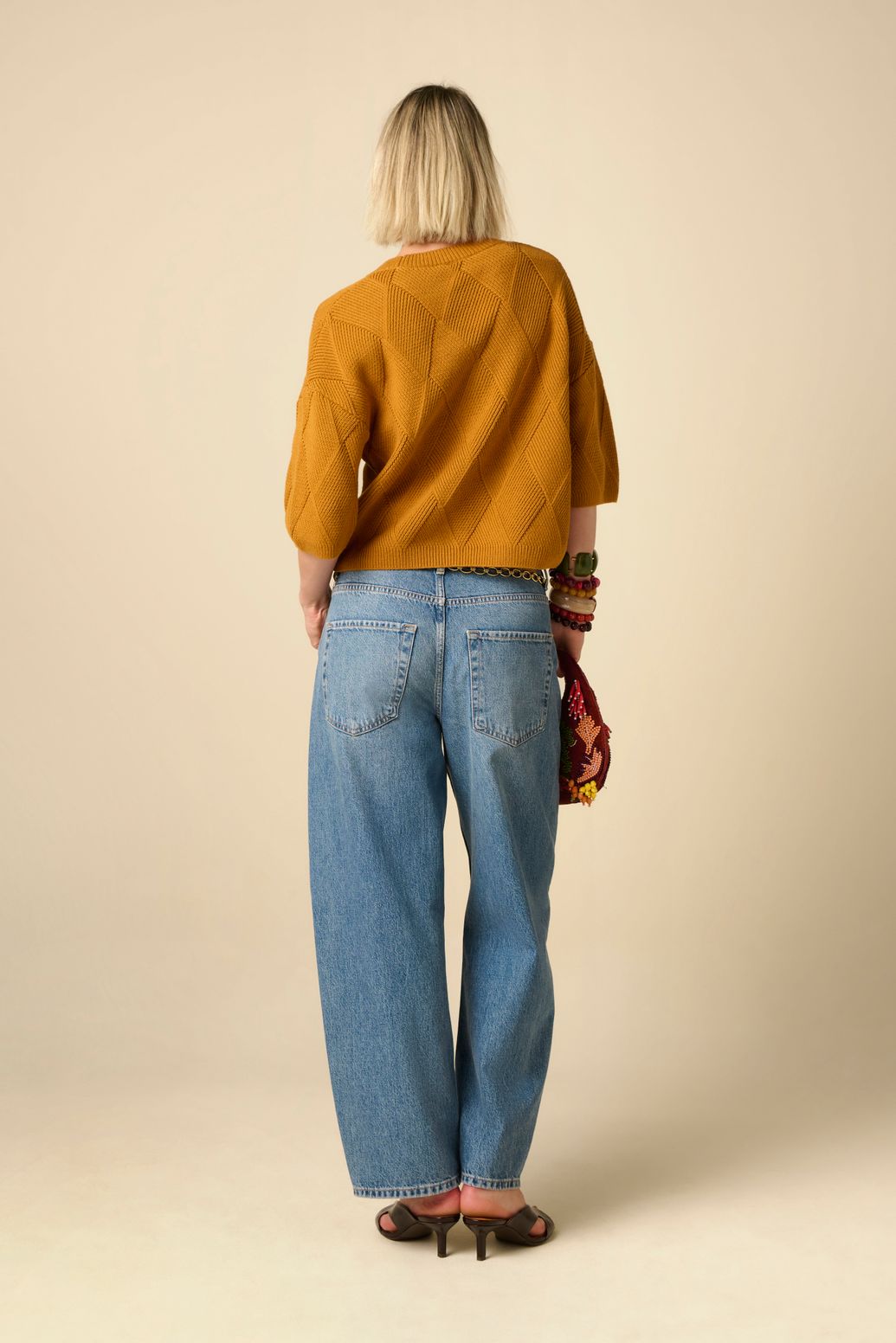 Strickpullover mit Rautenmuster - braun