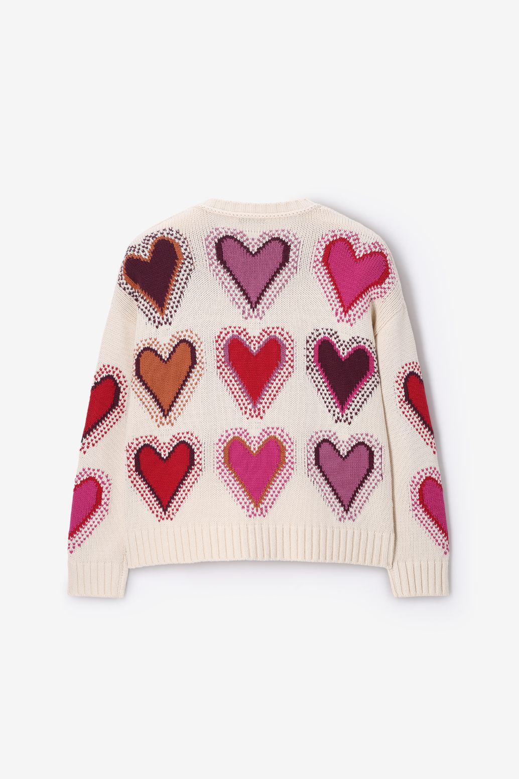 Witte trui met jacquard hartjes