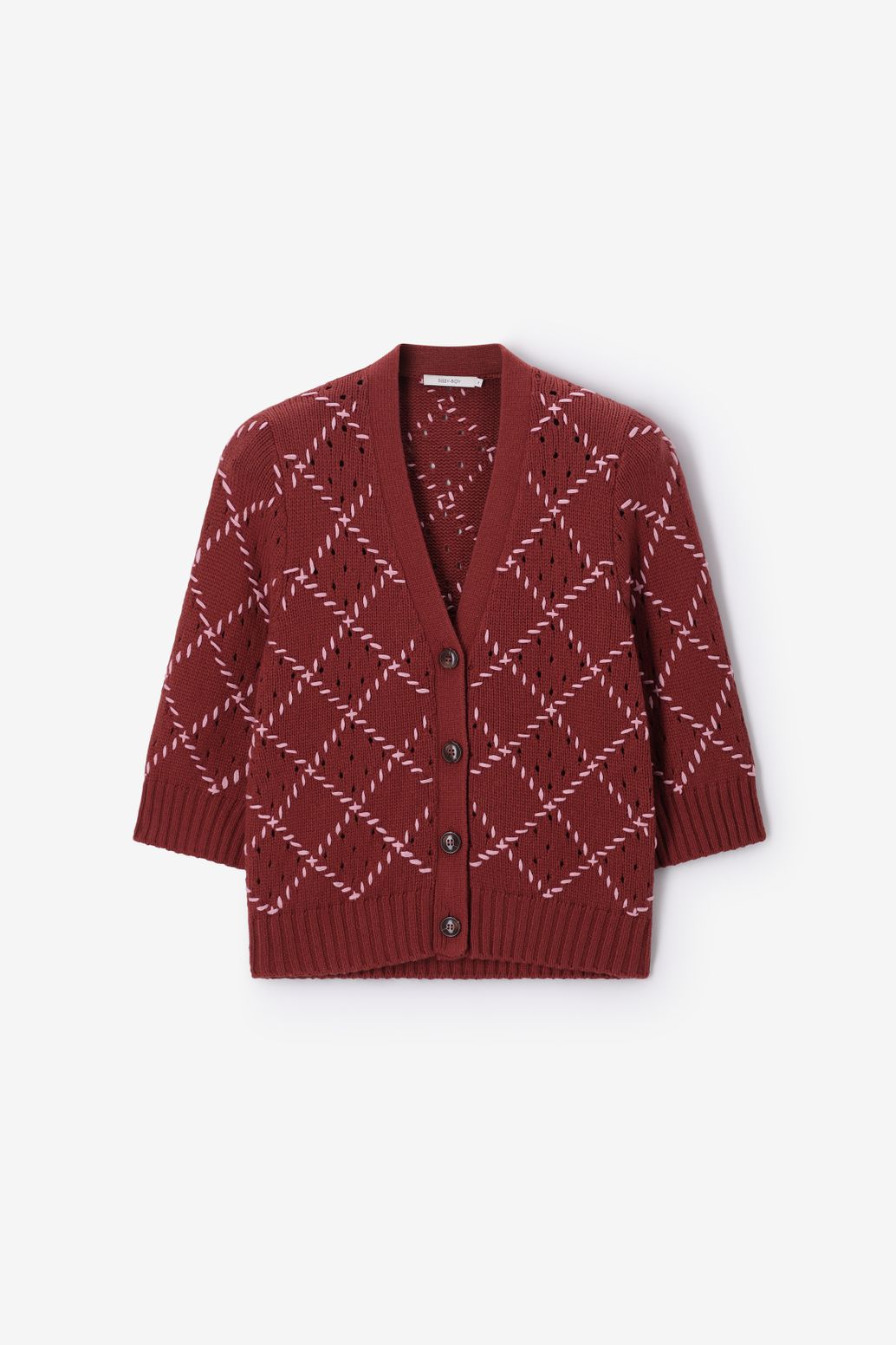 Gilet avec motif losanges - rouge foncé
